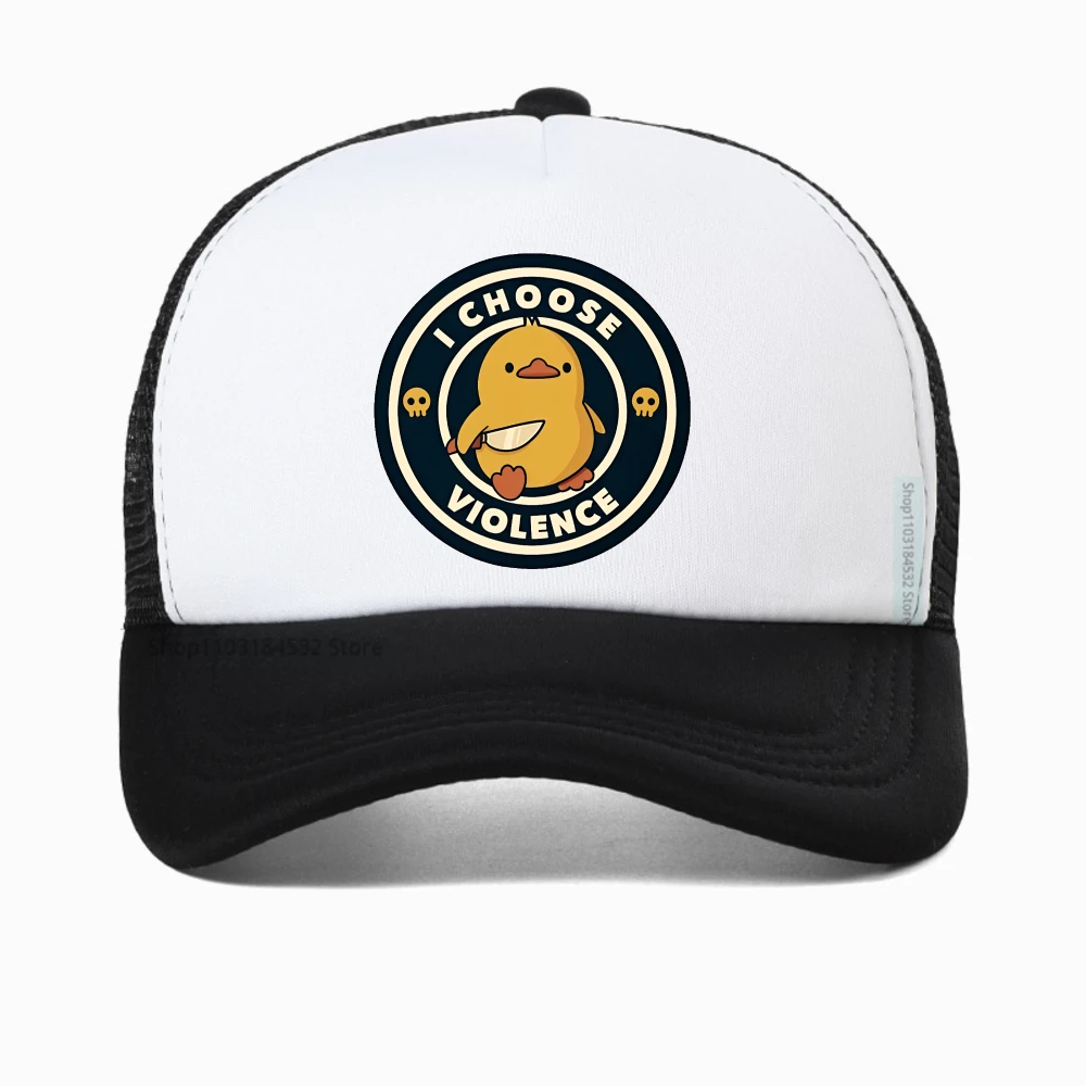 I Choose Violence hat Funny Duck Humor Slogan Baseball Cap Summer Letter Print outdoor adjustable mesh breathable Trucker hats 
I Choose Violence hat Funny Duck Humor Slogan Baseball Cap Summer Letter Print outdoor adjustable mesh breathable Trucker hats