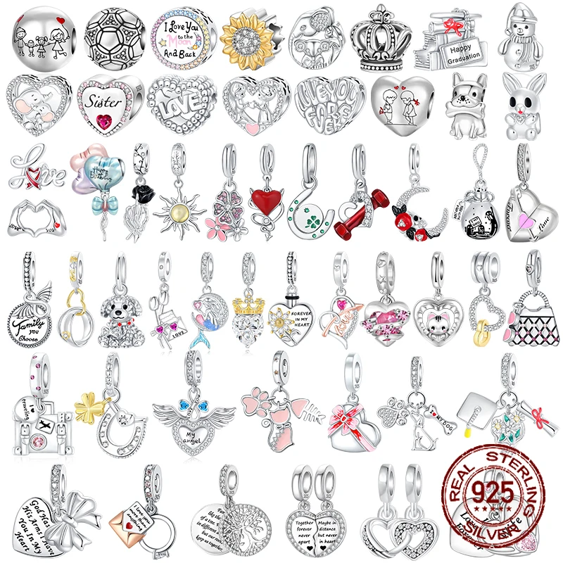 925 Sterling Silver Love Family Tree Cats Dogs Balloon Dangle Beads Fit Original Charms Bracelets DIY Bead Women Jewelry Making
925 Sterling Silver Love Family Tree Cats Dogs Balloon Dangle Beads Fit Original Charms Bracelets DIY Bead Women Jewelry Making