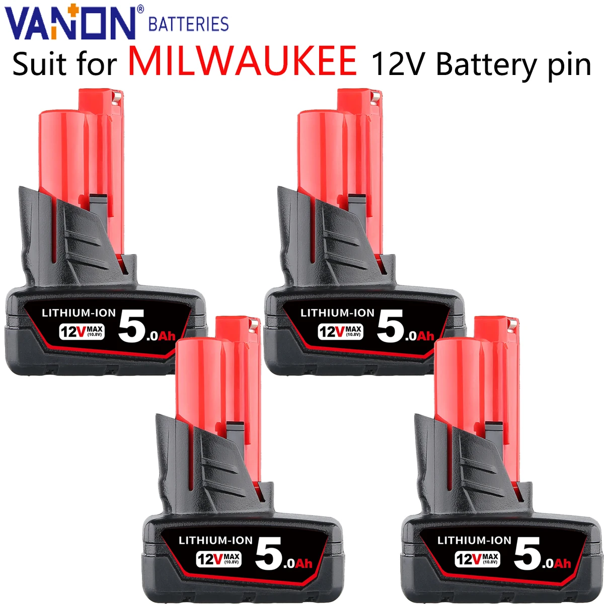 Vanon 4Pack 5.0Ah 12V M12 Lithium Battery Replace for Milwaukee 48-11-2460 48-11-2411 48-11-2420 Cordless Power Tool Battery pin
Vanon 4Pack 5.0Ah 12V M12 Lithium Battery Replace for Milwaukee 48-11-2460 48-11-2411 48-11-2420 Cordless Power Tool Battery pin