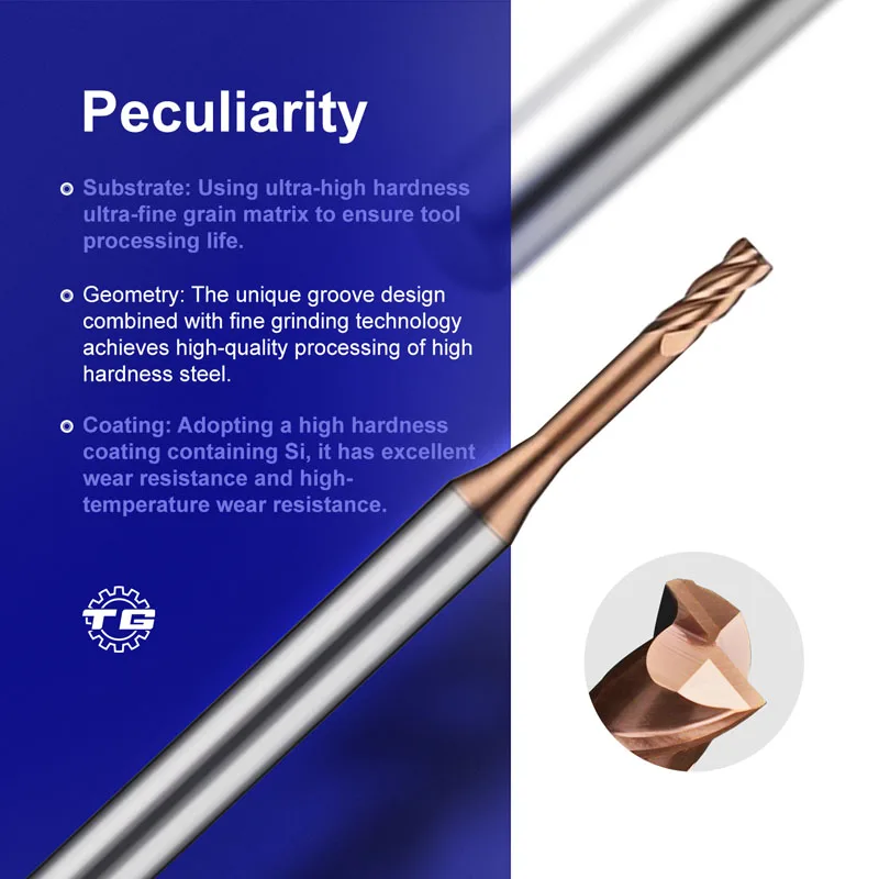TG H30-RN4/4 Groove Long Neck Embossed Coated High Speed Corner Radius End Mill for High Hardening Steel H30 Series Machining To
TG H30-RN4/4 Groove Long Neck Embossed Coated High Speed Corner Radius End Mill for High Hardening Steel H30 Series Machining To