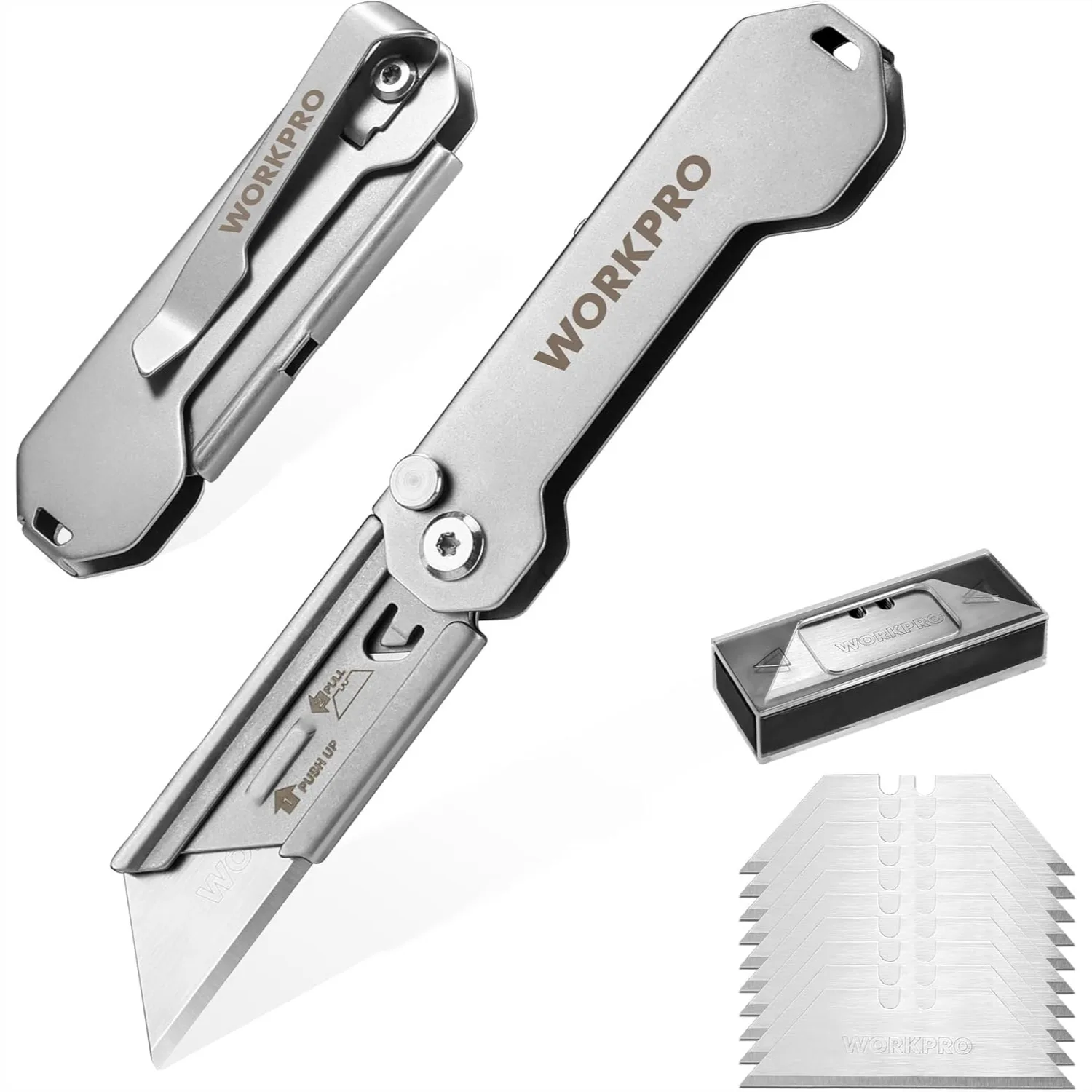 Mini Folding Utility Knife with Quick Open Axis Lock and Blade Change, 2-Pack with 10 Extra Blades
Mini Folding Utility Knife with Quick Open Axis Lock and Blade Change, 2-Pack with 10 Extra Blades