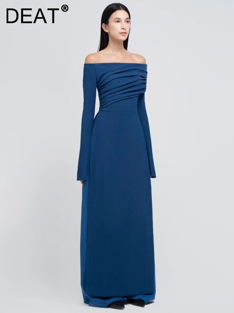 DEAT Elegant Dress Pleated Patchwork Slash Neck Asymmetric Slim Women's Evening Party Dresses 2024 Autumn New Fashion 13DL633
DEAT Elegant Dress Pleated Patchwork Slash Neck Asymmetric Slim Women's Evening Party Dresses 2024 Autumn New Fashion 13DL633