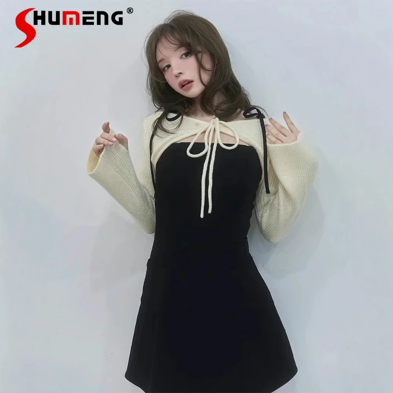 Japanese Sweet Knit Cardigan + Suspender Dress Culotte 3-piece Set Spring and Summer Girls Women's Slim-Fit Sexy Dress Set
Japanese Sweet Knit Cardigan + Suspender Dress Culotte 3-piece Set Spring and Summer Girls Women's Slim-Fit Sexy Dress Set