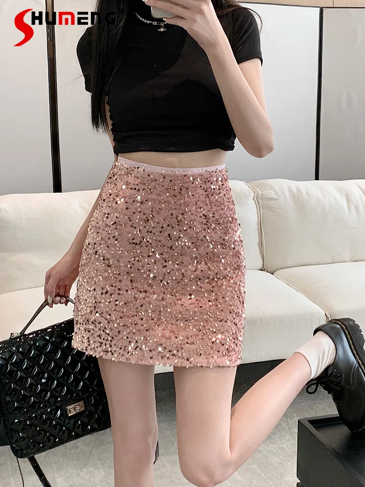 Fashionable Solid Color Sequins Skirt 2024 Early Spring New Hip Skirt Slimming A-Line Skirts Nice High Waist Women's Clothes
Fashionable Solid Color Sequins Skirt 2024 Early Spring New Hip Skirt Slimming A-Line Skirts Nice High Waist Women's Clothes