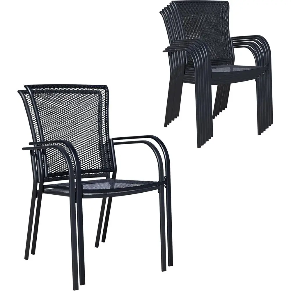 Patio Dining Chairs Set o 8, Black Stackable Outdoor Dining Chairs, Metal Mesh Patio urniture Set or Garden Backyard Lawn Deck S
Patio Dining Chairs Set o 8, Black Stackable Outdoor Dining Chairs, Metal Mesh Patio urniture Set or Garden Backyard Lawn Deck S