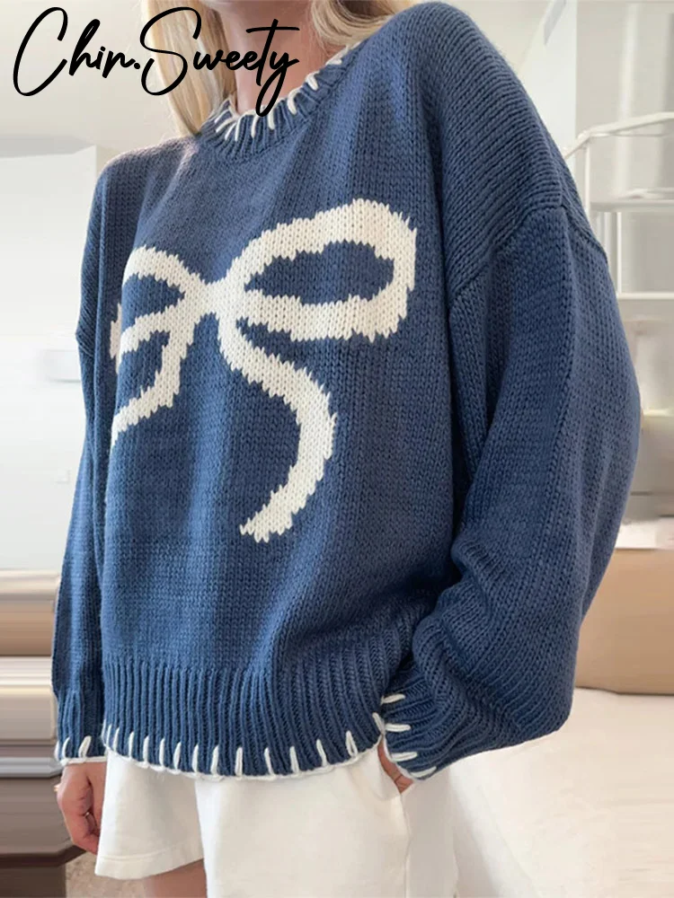 Casual Bow Print Women Pullover Elegant O-neck Long Sleeve Pleated Female Sweater 2025 Autumn Patchwork Lady Knitwear New
Casual Bow Print Women Pullover Elegant O-neck Long Sleeve Pleated Female Sweater 2025 Autumn Patchwork Lady Knitwear New