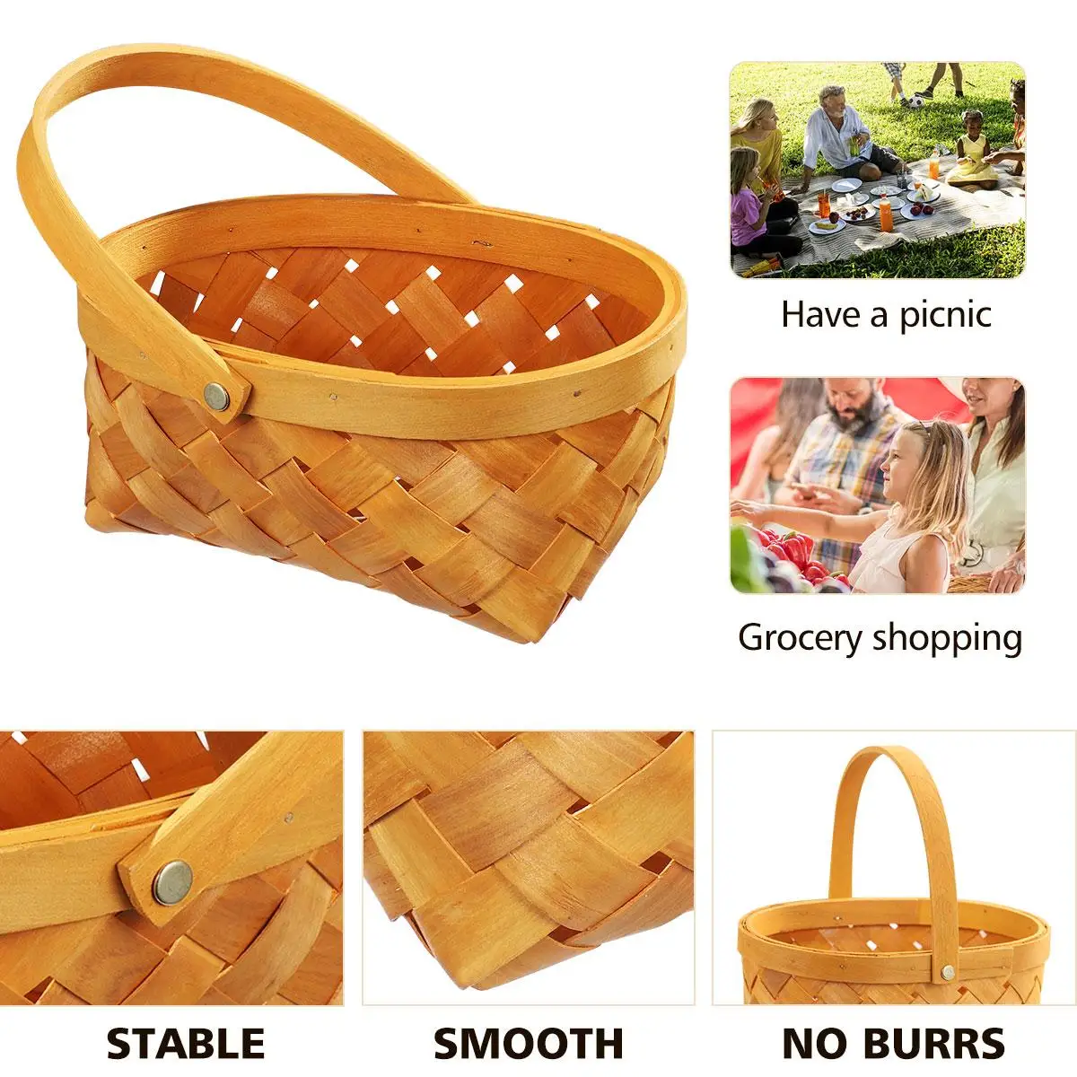 Picnic Basket Wood Chip Storage Houseware Japanese-style Baskets with Lid Portable Container
Picnic Basket Wood Chip Storage Houseware Japanese-style Baskets with Lid Portable Container