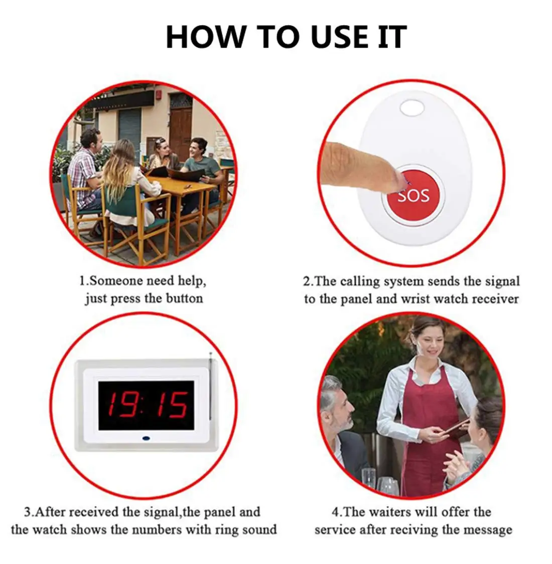 DAYTECH 1 Receiver 15 Waterproof Transmitter Button Wireless Waiter Service Calling System 500m Range for Hospital Clinic
DAYTECH 1 Receiver 15 Waterproof Transmitter Button Wireless Waiter Service Calling System 500m Range for Hospital Clinic