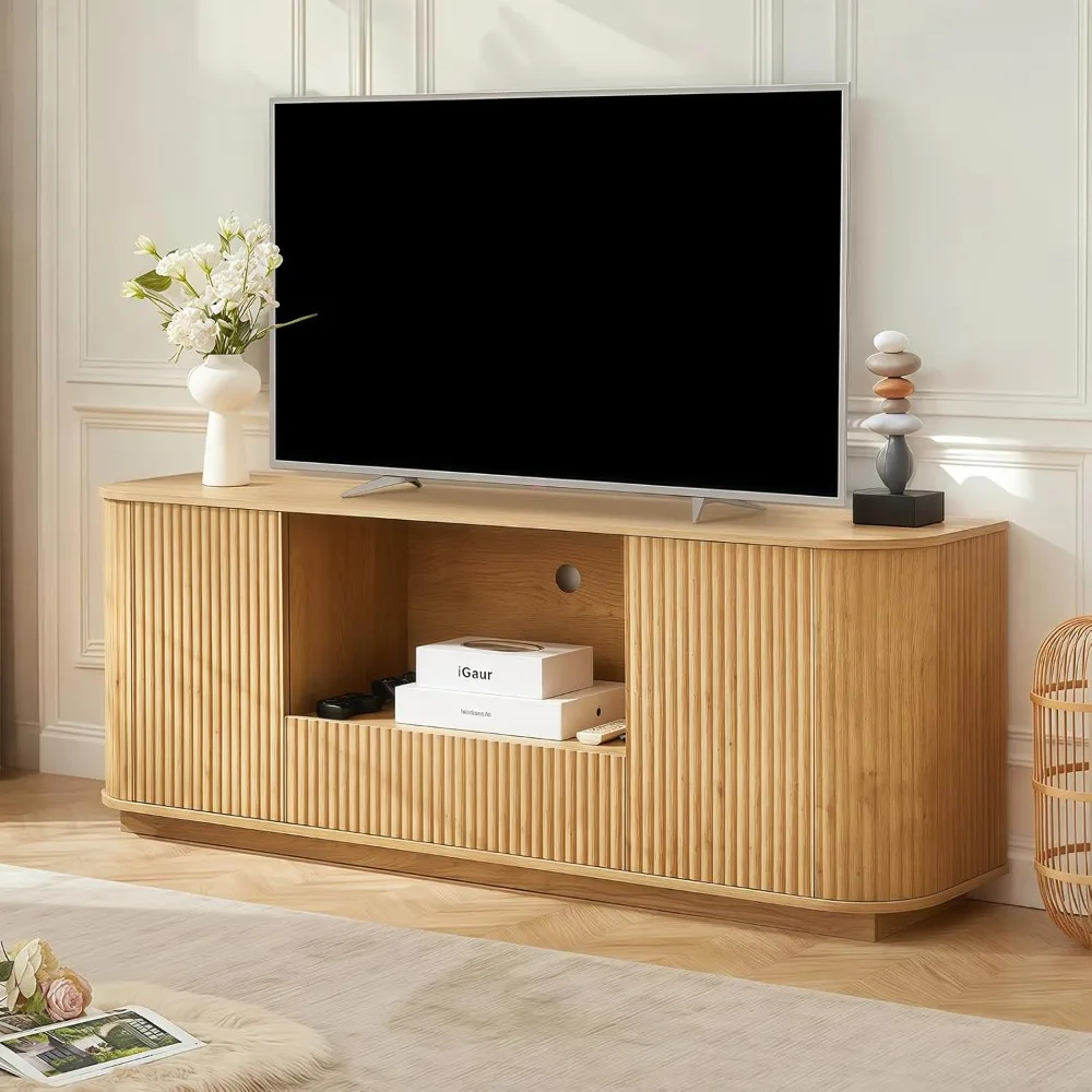 64" Fluted TV Stand, Mid Century Modern Entertainment Center for TVs Up to 75 inches, TV Console Table Media Cabinet with Open S
64" Fluted TV Stand, Mid Century Modern Entertainment Center for TVs Up to 75 inches, TV Console Table Media Cabinet with Open S