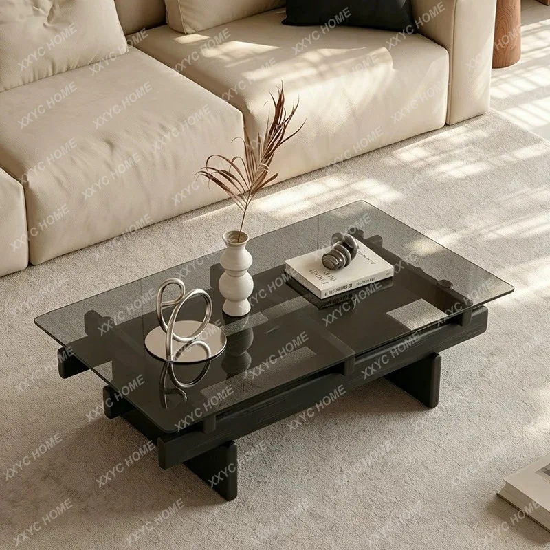 Light luxury minimalist tempered glass coffee table solid wood frame living room small apartment creative coffee table
Light luxury minimalist tempered glass coffee table solid wood frame living room small apartment creative coffee table