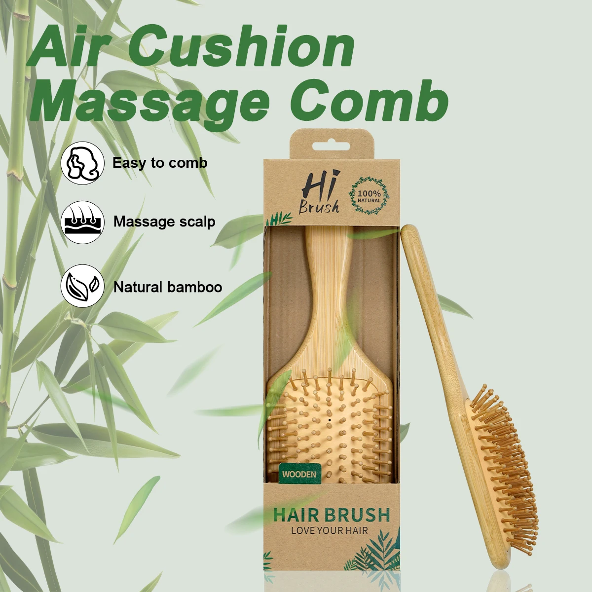 Natural Bamboo Air Cushion Hair Brush with Gift Box - Wooden Massage Comb for Smoothing Detangling Anti-Static Hair Care
Natural Bamboo Air Cushion Hair Brush with Gift Box - Wooden Massage Comb for Smoothing Detangling Anti-Static Hair Care