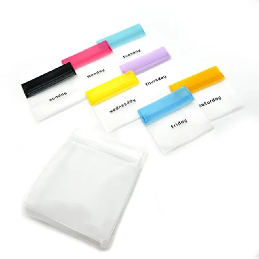 Reusable 7-Day Pill Pouc Set, Multi-Pure Travel-Sized Bies, Includes Days of Te Week Lab w/Color Ea Identicat, Silicone Stoe, C
Reusable 7-Day Pill Pouc Set, Multi-Pure Travel-Sized Bies, Includes Days of Te Week Lab w/Color Ea Identicat, Silicone Stoe, C