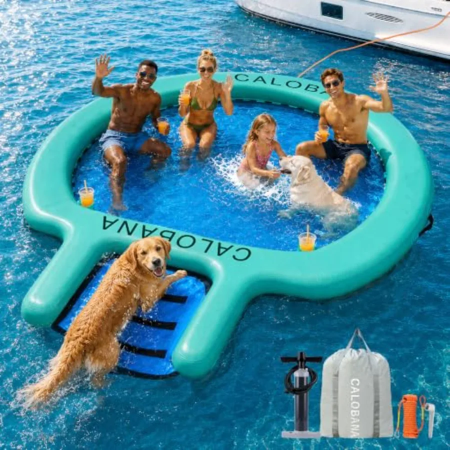 Water Hammock with Dog Boat Ramp, Inflatable Round Floating Ring for Adults Pets Heavy Duty Floating Dock Tanning Pool Lounger
Water Hammock with Dog Boat Ramp, Inflatable Round Floating Ring for Adults Pets Heavy Duty Floating Dock Tanning Pool Lounger