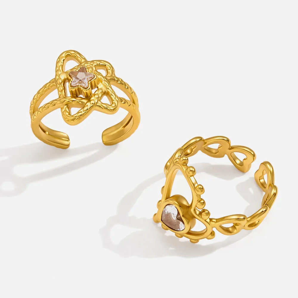 Stainless Steel Geometric Hollow Heart Rings For Women 18K Gold PVD Plated Heart Opening Ring Wedding Aesthetic Jewelry Gift
Stainless Steel Geometric Hollow Heart Rings For Women 18K Gold PVD Plated Heart Opening Ring Wedding Aesthetic Jewelry Gift