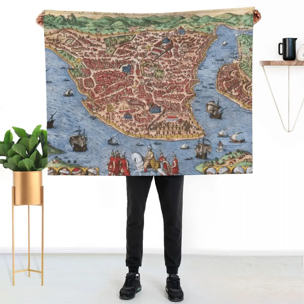 1572 bird's eye view map of Constantinople - Georg Braun & Frans Hogenberg Throw Blanket Cozy Throw Blanket for Bed Sofa Chair
1572 bird's eye view map of Constantinople - Georg Braun & Frans Hogenberg Throw Blanket Cozy Throw Blanket for Bed Sofa Chair