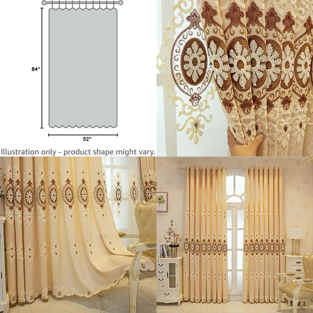 Luxury Beige Jacquard Embroidery Curtains, Grommet Style, 2-Panel Set (52 x 84) for Living & Bedroom
Luxury Beige Jacquard Embroidery Curtains, Grommet Style, 2-Panel Set (52 x 84) for Living & Bedroom