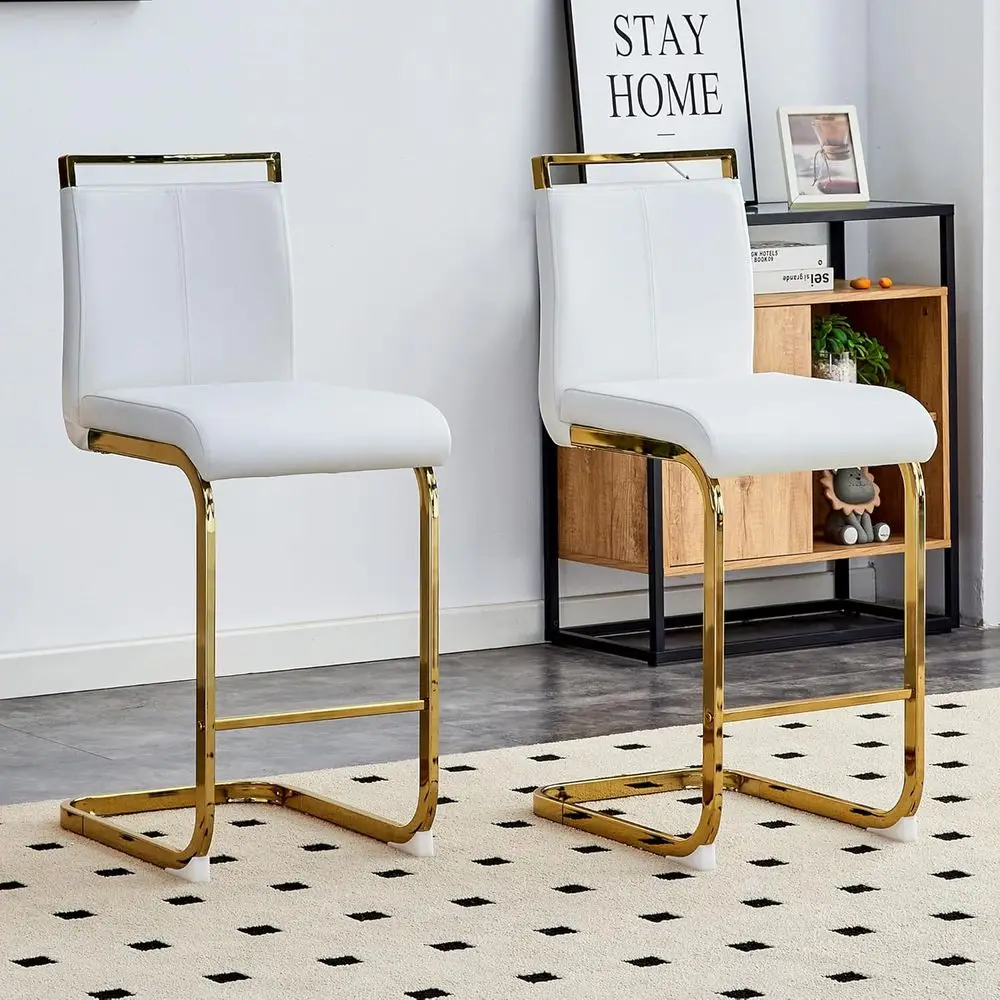 Set of 2 White Counter Height Bar Stools with PU Leather Seat and Back for Kitchen Island or Dining Room
Set of 2 White Counter Height Bar Stools with PU Leather Seat and Back for Kitchen Island or Dining Room