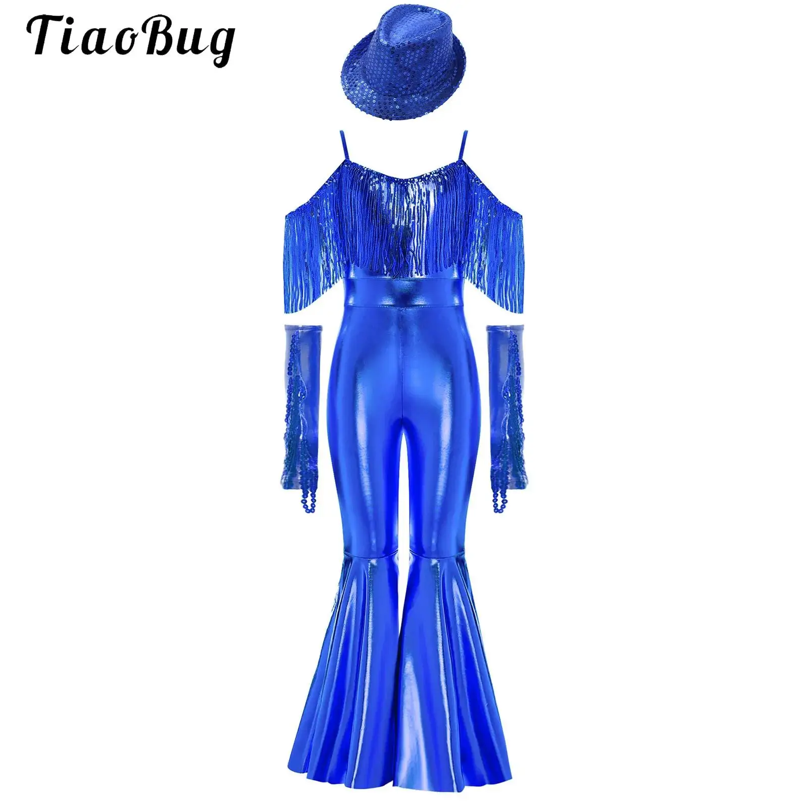 Girls Vintage 70S Disco Jumpsuit Halloween Jazz Hippie Bell Bottom Sequin Tassels Flare Bodysuit +Hat Banquet Prom Party Costume
Girls Vintage 70S Disco Jumpsuit Halloween Jazz Hippie Bell Bottom Sequin Tassels Flare Bodysuit +Hat Banquet Prom Party Costume