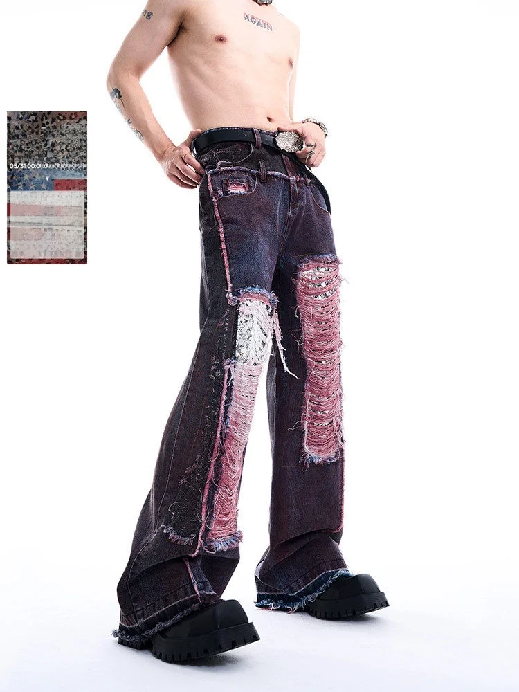 Men's Straight Leg Jeans Shiny Sequins Patchwork Battle Damage Tassel mid High Waist Zipper Fly Casual Wear Resistant
Men's Straight Leg Jeans Shiny Sequins Patchwork Battle Damage Tassel mid High Waist Zipper Fly Casual Wear Resistant