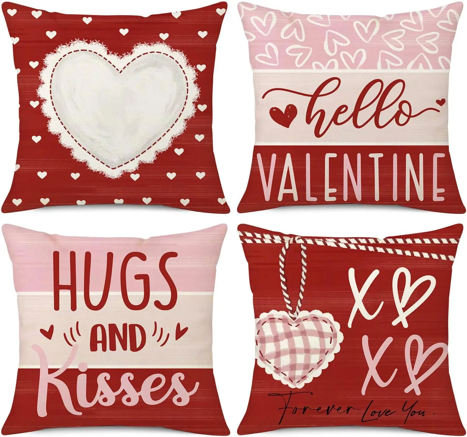 Valentine's Day Pillow Covers 18x18 Set of 4 - XOXO Love Heart Decor for Couch Sofa
Valentine's Day Pillow Covers 18x18 Set of 4 - XOXO Love Heart Decor for Couch Sofa