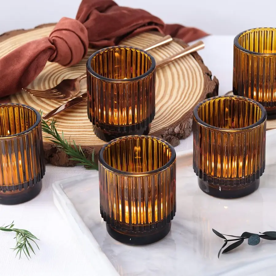 Pcs Large Amber Votive Candle Holders, Tealight Ribbed Candle Holders Glass for Thanksgiving Decorations, Amber Glass Candle Hol
Pcs Large Amber Votive Candle Holders, Tealight Ribbed Candle Holders Glass for Thanksgiving Decorations, Amber Glass Candle Hol