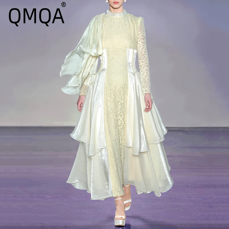 QMQA Fashion Women's Evening Dress Ribbon Long Sleeved Lace Patchwork Ruffle Hem High Waist Big Swing Elegant Party Dresses M281
QMQA Fashion Women's Evening Dress Ribbon Long Sleeved Lace Patchwork Ruffle Hem High Waist Big Swing Elegant Party Dresses M281