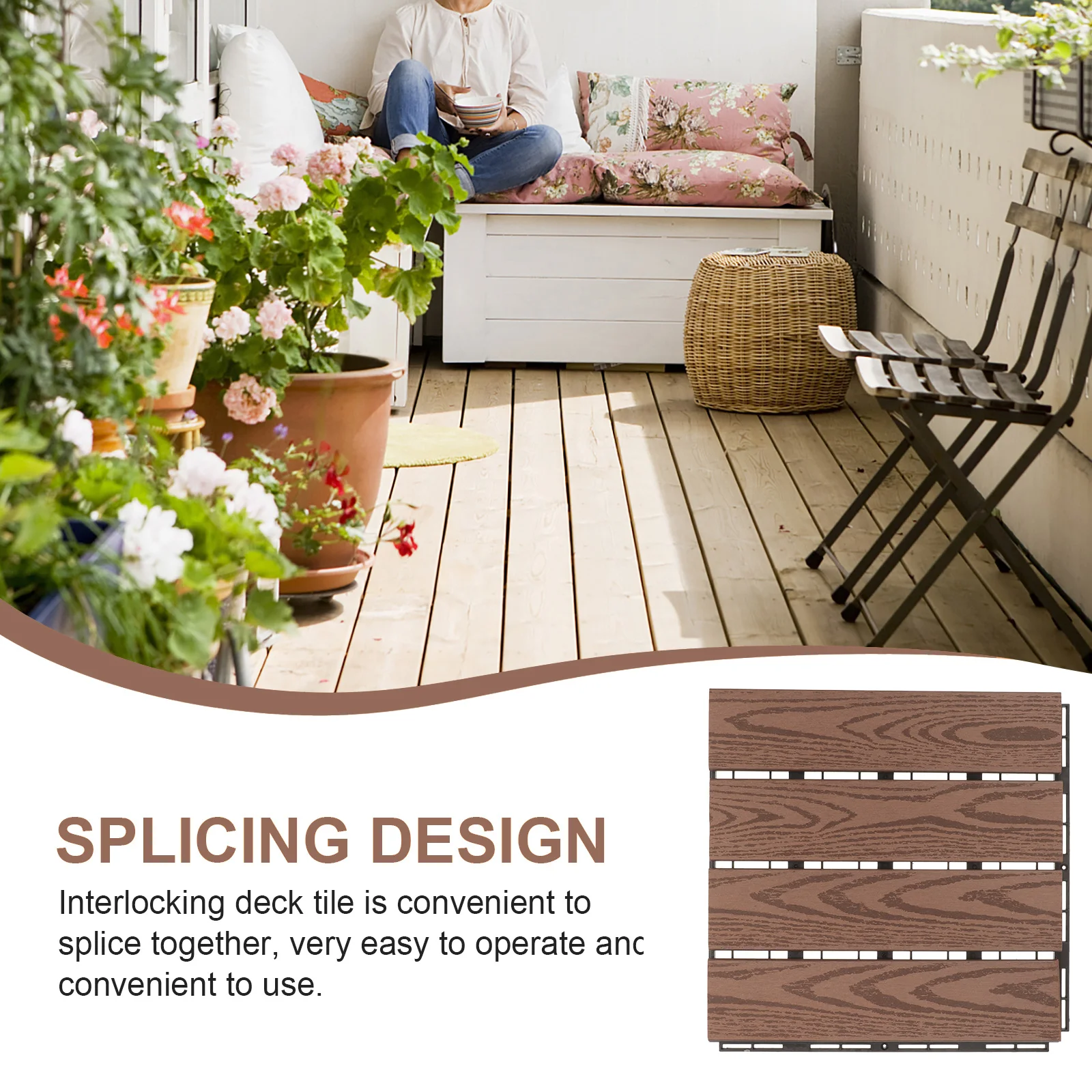 Interlocking Deck Tile 30x30cm Pressed Wood Plastic Balcony Flooring Waterproof Sunproof AntiSlip Outdoor Patio Garden Tiles
Interlocking Deck Tile 30x30cm Pressed Wood Plastic Balcony Flooring Waterproof Sunproof AntiSlip Outdoor Patio Garden Tiles