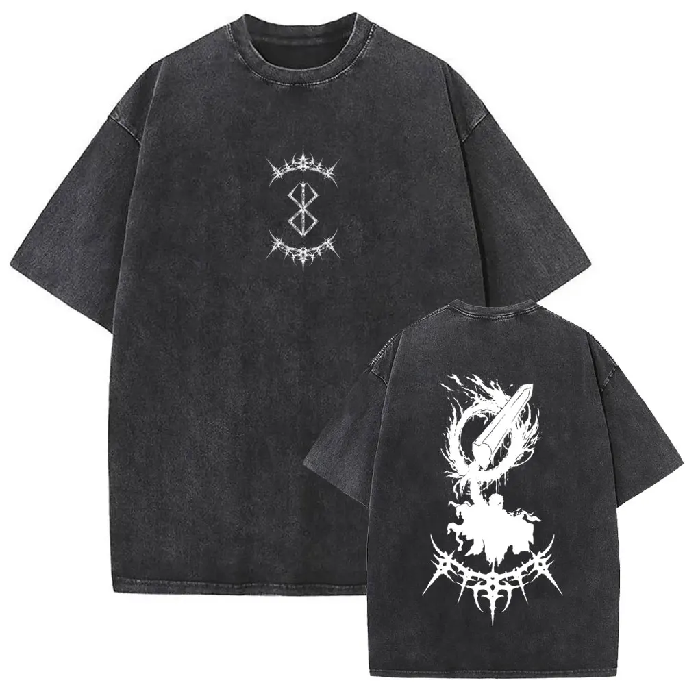 Washed Vintage Anime Berserk Guts T-shirt Harajuku Manga Skull Knight Gatsu Griffith Zodd T Shirts Men Summer Oversized T-shirts
Washed Vintage Anime Berserk Guts T-shirt Harajuku Manga Skull Knight Gatsu Griffith Zodd T Shirts Men Summer Oversized T-shirts