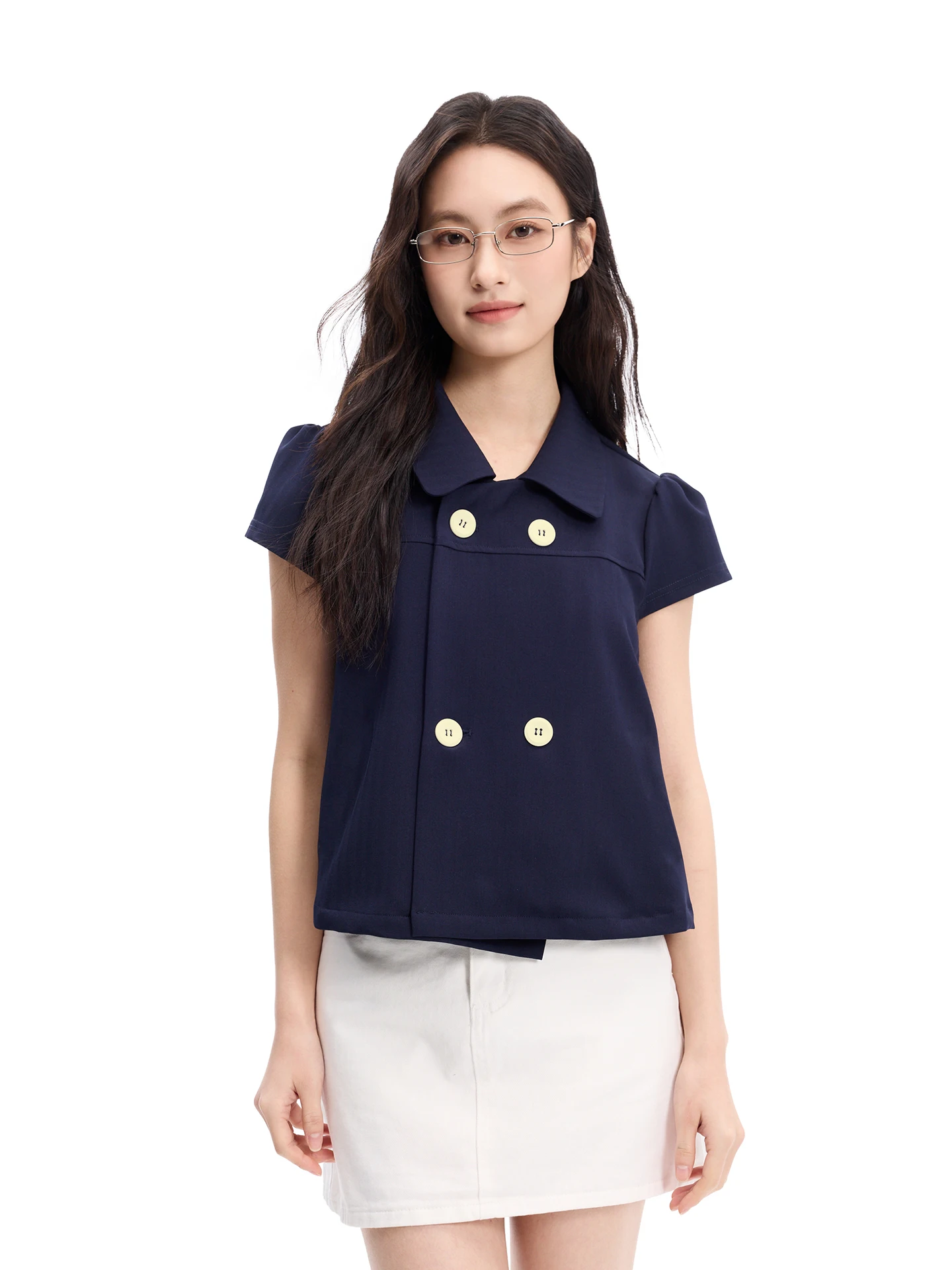 Slim Fit Japanese Style Shirt with Puff Sleeves And Button Detail Doll Collar Women's Fashion Short Sleeve Sweet Top
Slim Fit Japanese Style Shirt with Puff Sleeves And Button Detail Doll Collar Women's Fashion Short Sleeve Sweet Top