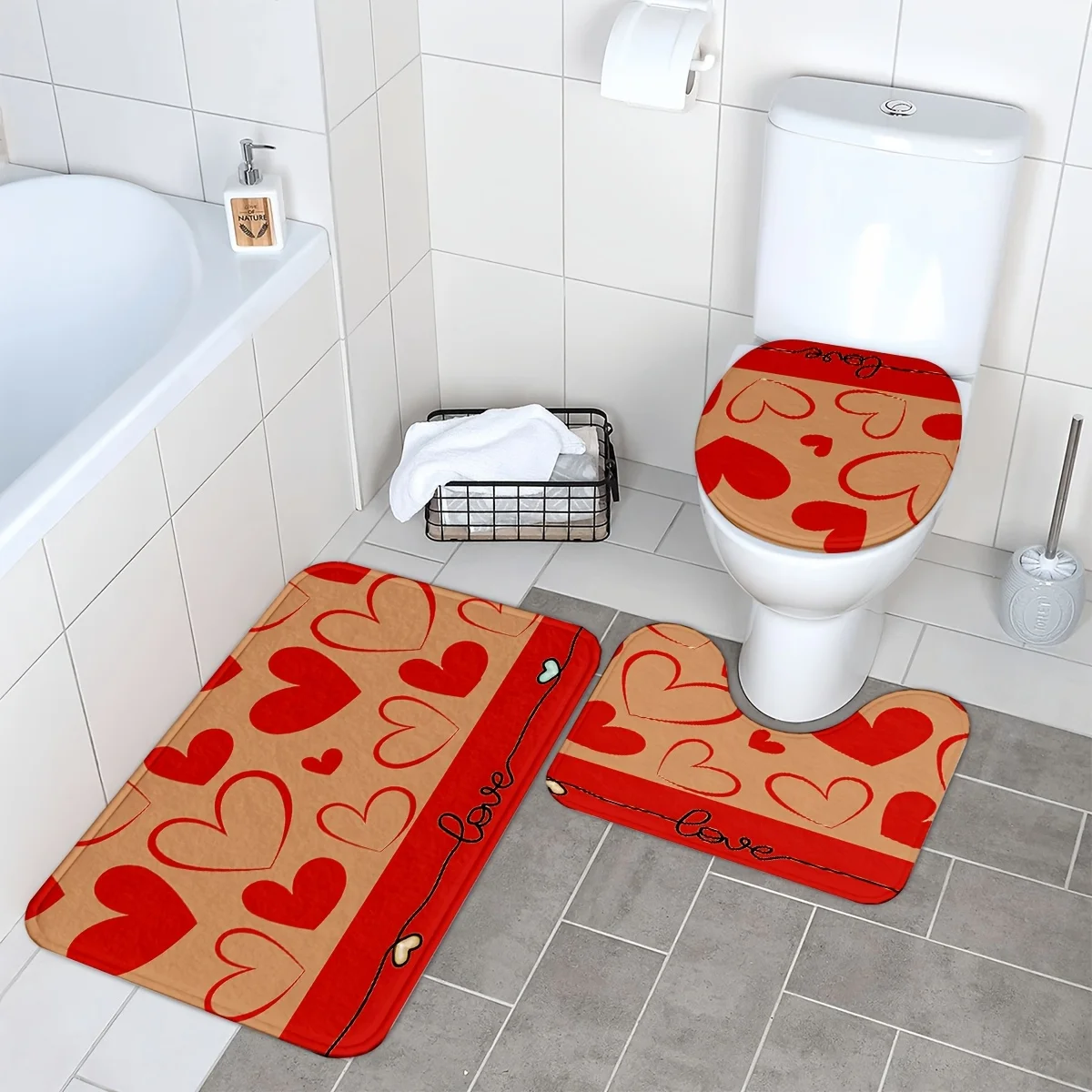Love Valentine's Day 3pcs Bathroom Bath Mat, Kitchen Bathroom Bedroom Anti-slip Washable Floor Carpet Decoration, Home Decoratio
Love Valentine's Day 3pcs Bathroom Bath Mat, Kitchen Bathroom Bedroom Anti-slip Washable Floor Carpet Decoration, Home Decoratio