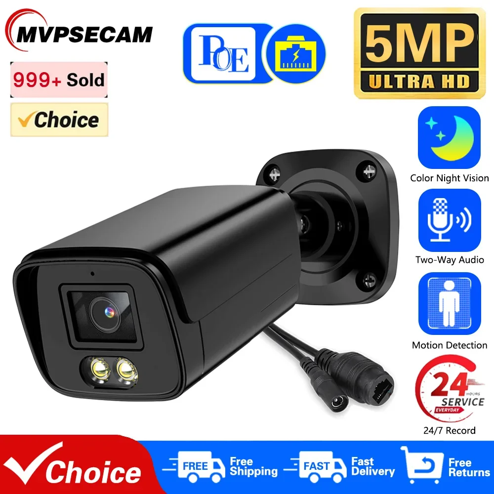 5MP IP Camera Video Surveillance 2 Way Audio Outdoor Waterproof Metal Bullet CCTV Home Color Night Vision POE Security Camera
5MP IP Camera Video Surveillance 2 Way Audio Outdoor Waterproof Metal Bullet CCTV Home Color Night Vision POE Security Camera