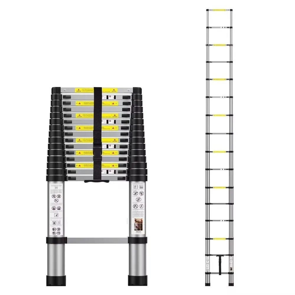 12.5FT 3.8M Soft Close Aluminium Telescopic Ladder 150KG Load With Stabilizer For Hotel Home
12.5FT 3.8M Soft Close Aluminium Telescopic Ladder 150KG Load With Stabilizer For Hotel Home
