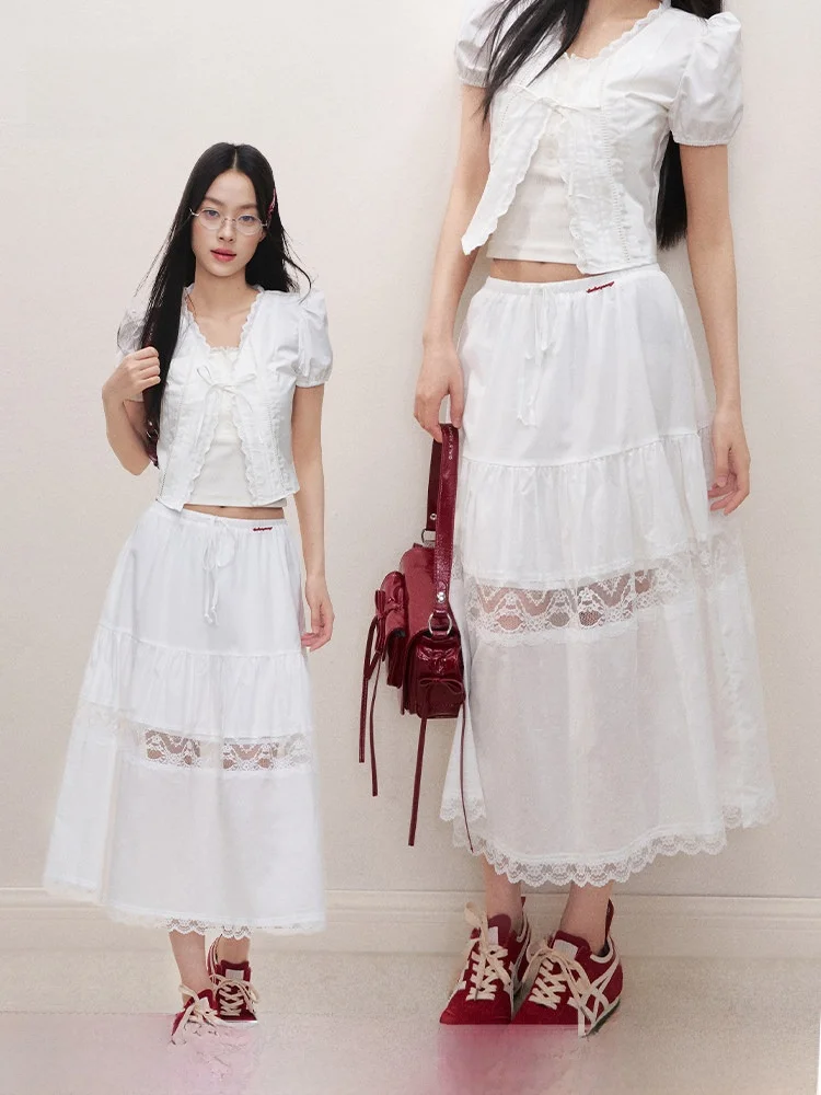 Liilou Spring Lace Hollow out Modal Cotton Ruffle Hem Midi Skirt Women's mid Waist A-Line Skirt with Stand Fit
Liilou Spring Lace Hollow out Modal Cotton Ruffle Hem Midi Skirt Women's mid Waist A-Line Skirt with Stand Fit