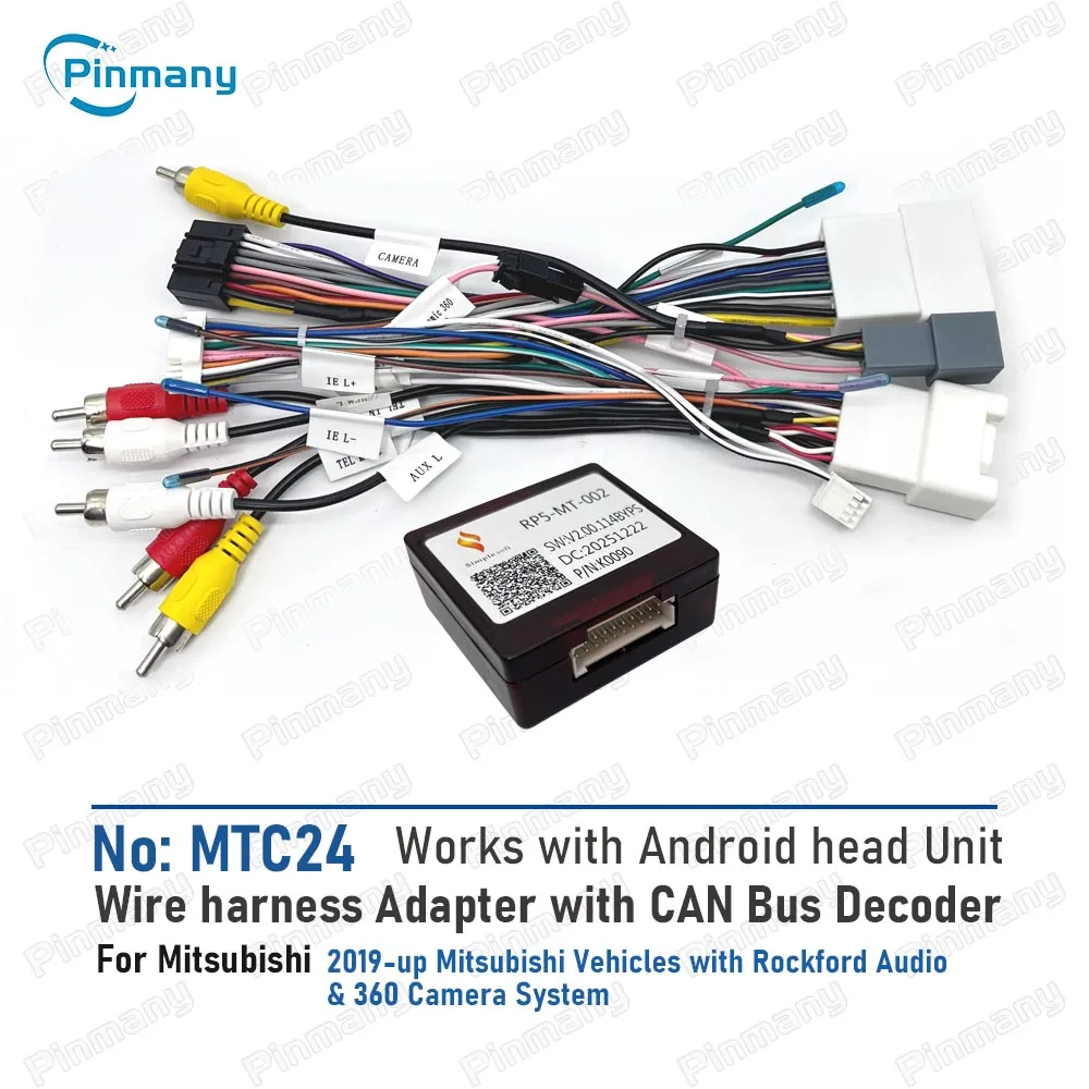 MTC24 Car Radio Wire Harness Adapter with CAN Bus For 2019-up Mitsubishi Pajero Outlander with Rockford Audio & 360 Camera
MTC24 Car Radio Wire Harness Adapter with CAN Bus For 2019-up Mitsubishi Pajero Outlander with Rockford Audio & 360 Camera