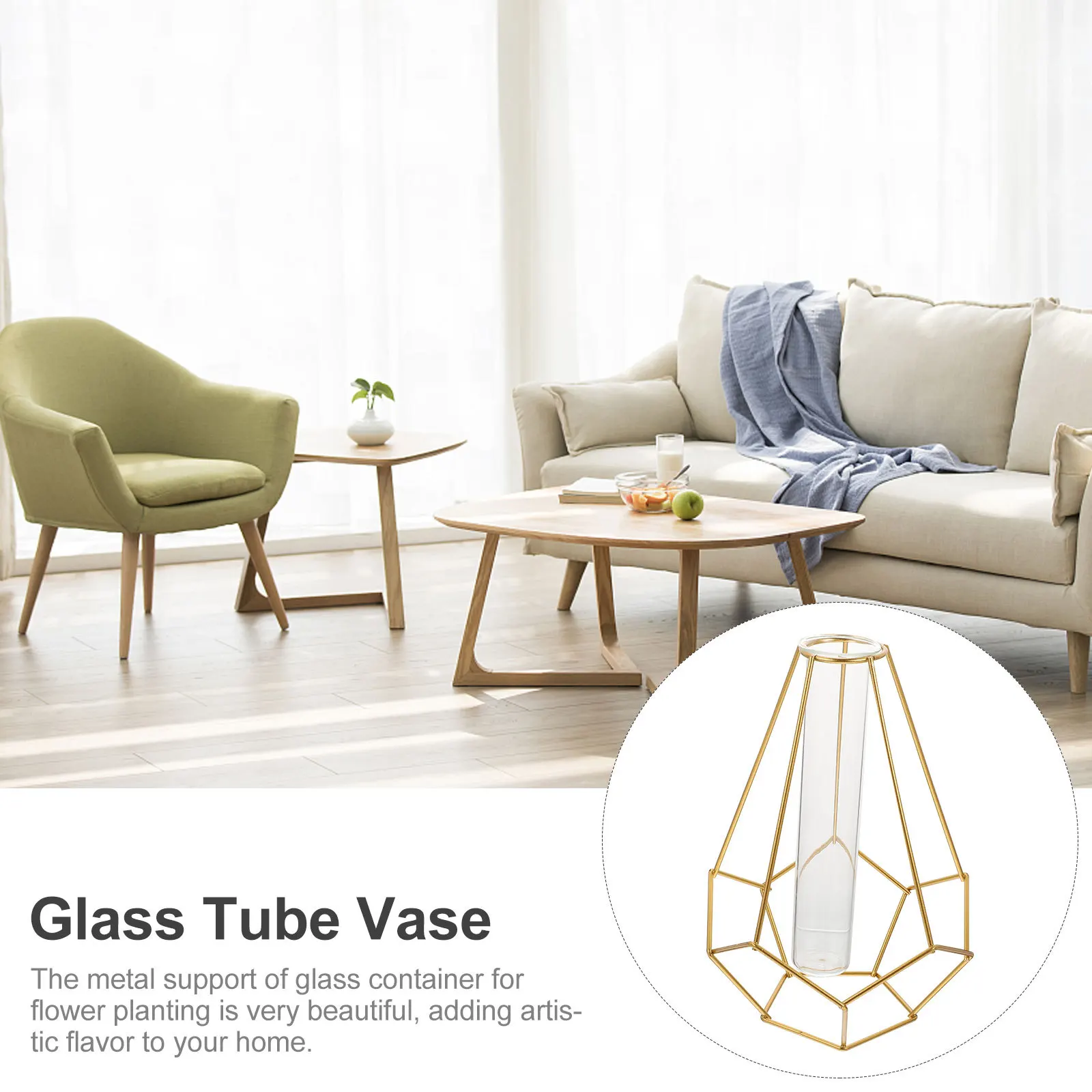 Geometric Vase Glass Tube Planter with Iron Art Bracket Hydroponic Container for Home Office Decor Green Plant Display
Geometric Vase Glass Tube Planter with Iron Art Bracket Hydroponic Container for Home Office Decor Green Plant Display