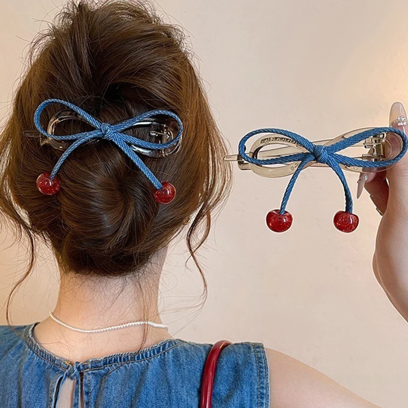 Denim Bow Cherry Twist Hair Clips for Woman Girl Sweet Exquisite Vintage Long Hair Holder Hairpin Barrette Hair Accessories 2026
Denim Bow Cherry Twist Hair Clips for Woman Girl Sweet Exquisite Vintage Long Hair Holder Hairpin Barrette Hair Accessories 2026