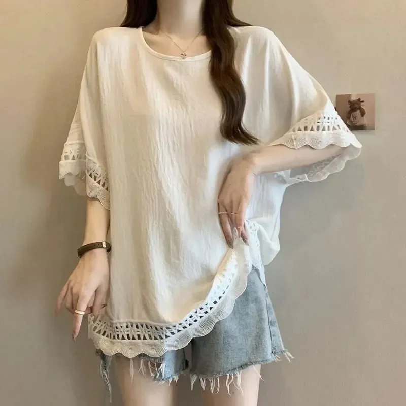 Свободная повседневная и универсальная кружевная футболка с короткими рукавами для женщин
Свободная повседневная и универсальная кружевная футболка с короткими рукавами для женщин