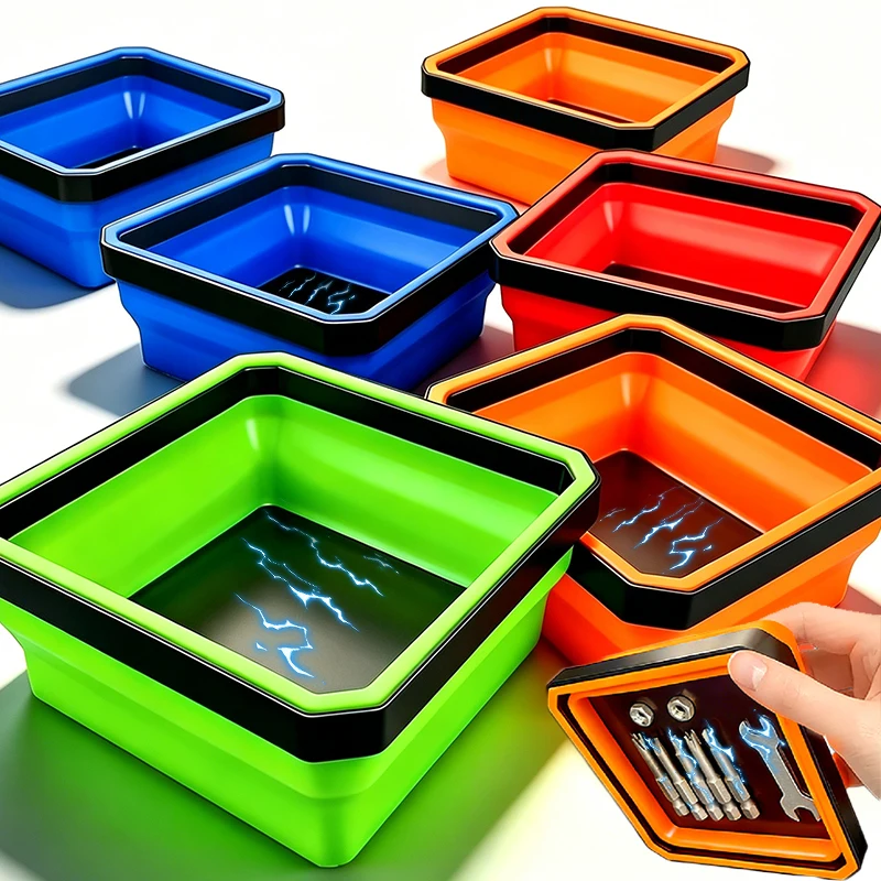 Foldable Magnetic Parts Trays Square Silicone Bowls for Screw Bolt Nut Washer Tray Metal Parts Magnet Storage Box Hardware Tools
Foldable Magnetic Parts Trays Square Silicone Bowls for Screw Bolt Nut Washer Tray Metal Parts Magnet Storage Box Hardware Tools
