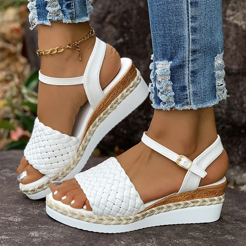 Women Shoes White Woven Straps Wedges Sandals Women Summer Plus Size Platform Gladiator Sandals Woman Ankle Buckle Beach Sandles
Women Shoes White Woven Straps Wedges Sandals Women Summer Plus Size Platform Gladiator Sandals Woman Ankle Buckle Beach Sandles