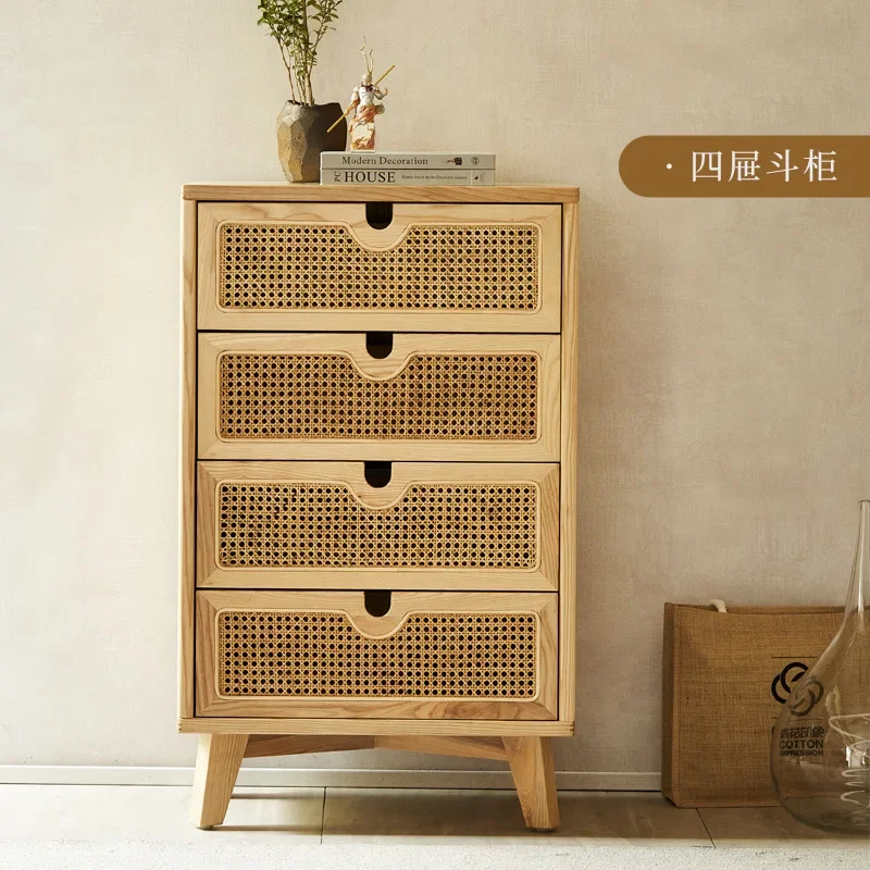 Nordic solid wood rattan four-chest cabinet, simple modern living room drawer storage cabinet
Nordic solid wood rattan four-chest cabinet, simple modern living room drawer storage cabinet