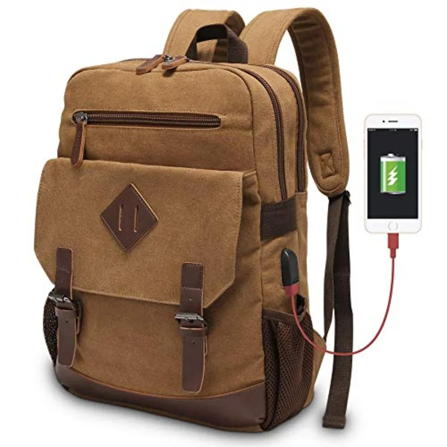 Eco-Friendly Canvas Backpack for Men Women, Vintage Rucksack Fits Most 15.6 Inch Laptop, Bookbag with USB Charging Port
Eco-Friendly Canvas Backpack for Men Women, Vintage Rucksack Fits Most 15.6 Inch Laptop, Bookbag with USB Charging Port
