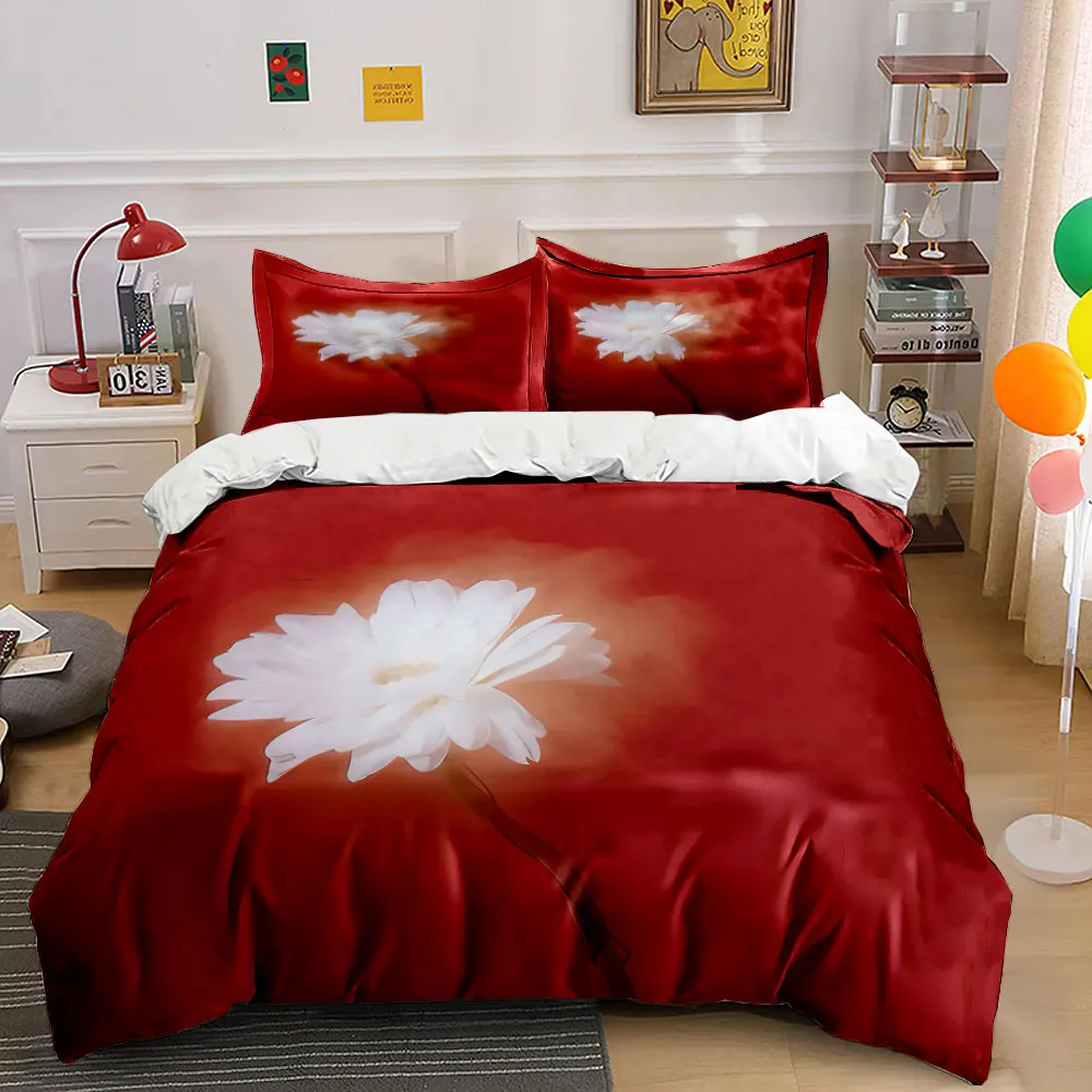 White Flower Art Décor Set Bedding Set with 1 Duvet Cover 2 Pillowcases Single Double King Queen, Gift
White Flower Art Décor Set Bedding Set with 1 Duvet Cover 2 Pillowcases Single Double King Queen, Gift