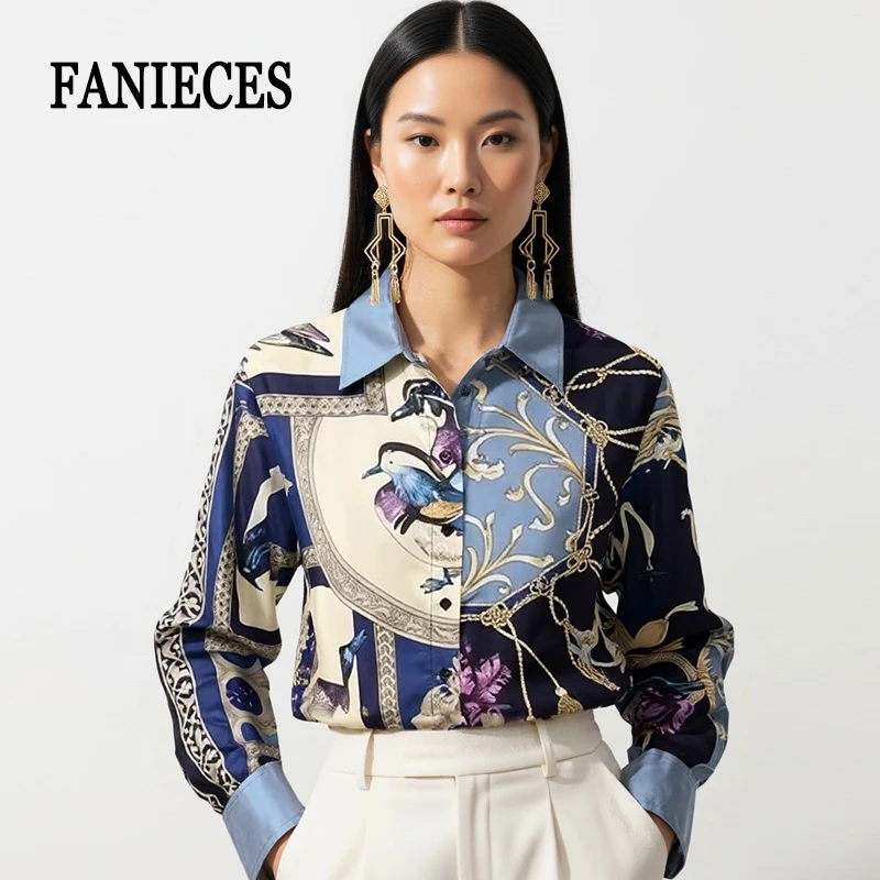 Women's French Holiday Blouse Long Sleeve Contrast Color Baroque Print Top Elegant Office Work Shirt Chic Luxury Designer Blusas
Women's French Holiday Blouse Long Sleeve Contrast Color Baroque Print Top Elegant Office Work Shirt Chic Luxury Designer Blusas