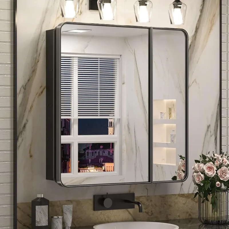Bathroom Medicine Cabinet Adjustable Shelves Stainless Steel Frame with Mirror
Bathroom Medicine Cabinet Adjustable Shelves Stainless Steel Frame with Mirror