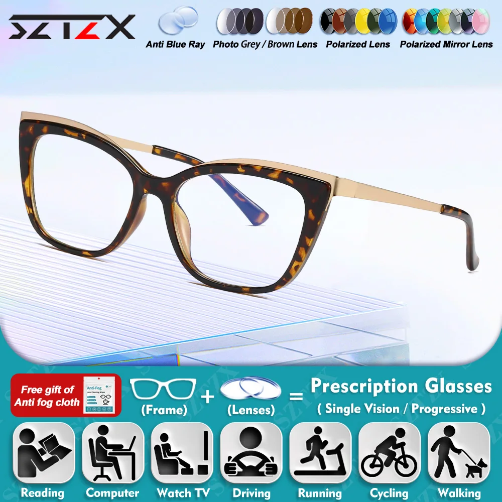 SZTZX Currents Women Myopia Prescription Reading Glasses Classic Butterfly Frame Anti Blue Ray Progressive Photochromic Eyeware 
SZTZX Currents Women Myopia Prescription Reading Glasses Classic Butterfly Frame Anti Blue Ray Progressive Photochromic Eyeware