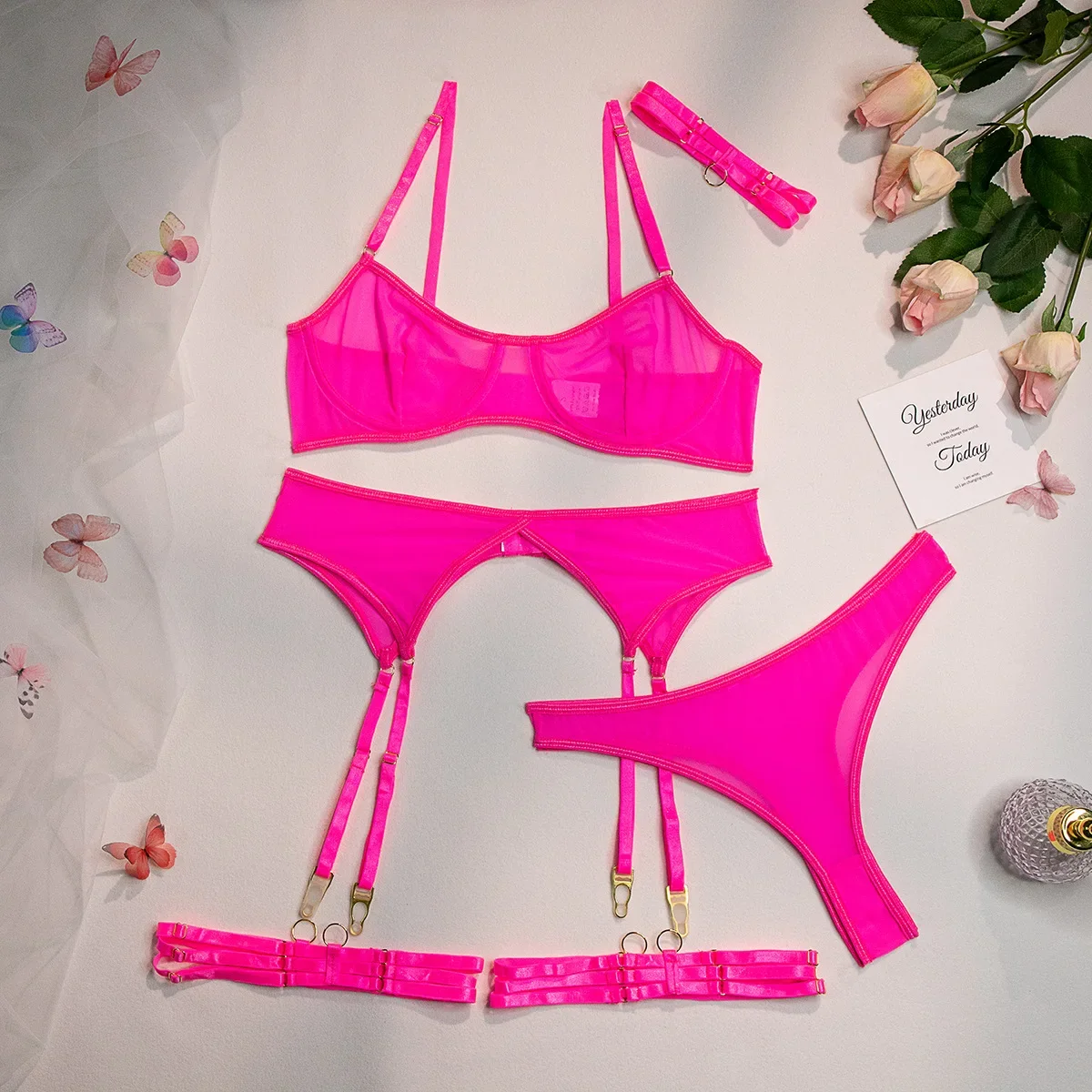 Hot PinkTransparent Mesh Set Underwear Two Piece Solid Lace Sleepwear Sissy Temptation Nightwear See Through Outfits Exotic Bra
Hot PinkTransparent Mesh Set Underwear Two Piece Solid Lace Sleepwear Sissy Temptation Nightwear See Through Outfits Exotic Bra