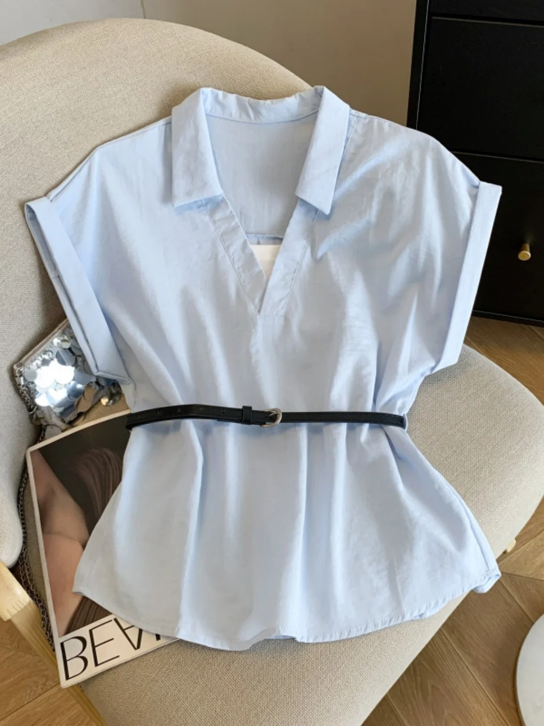 Fashionable Short Sleeve Pleated Waist Slimming Shirt Women's Original Design Polyester Cotton Blend Summer 2026 New Style
Fashionable Short Sleeve Pleated Waist Slimming Shirt Women's Original Design Polyester Cotton Blend Summer 2026 New Style