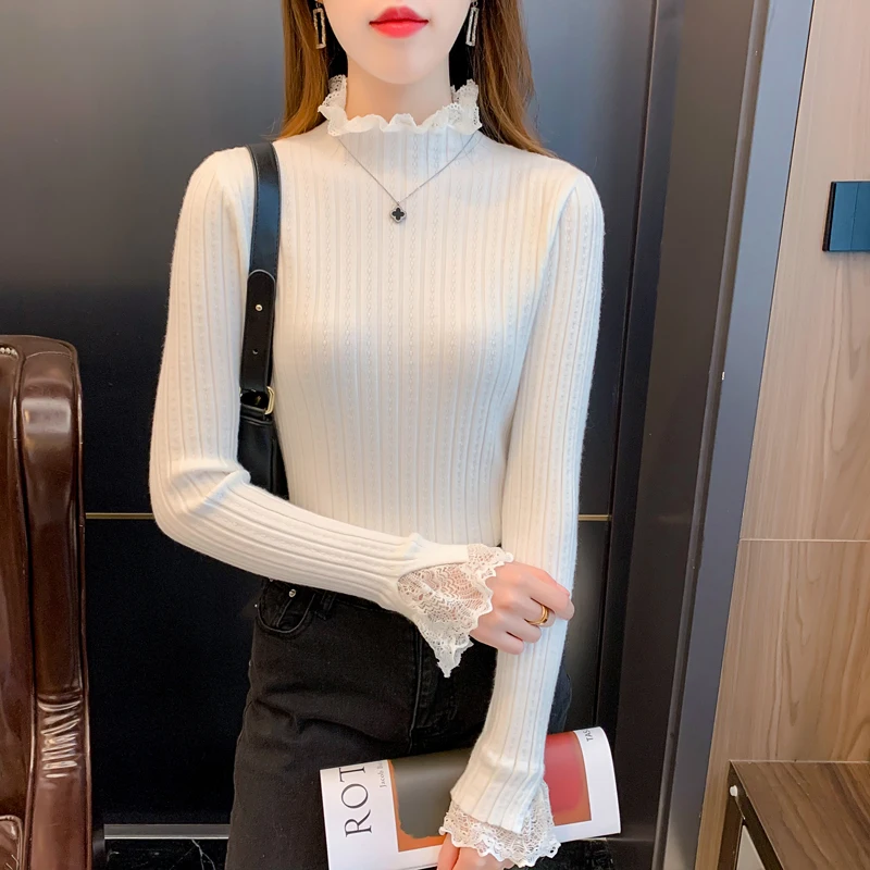 Fashion Lace Sweater Women Winter Long Sleeve Sweater Tops Female Elegant Office-lady Pullover Casual Clothing Pull Femme 23553
Fashion Lace Sweater Women Winter Long Sleeve Sweater Tops Female Elegant Office-lady Pullover Casual Clothing Pull Femme 23553