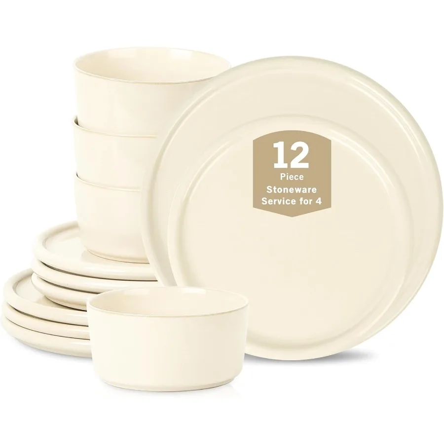 Eden Набор столовой посуды из 12 предметов, каменные тарелки и миски, набор посуды, можно мыть в посудомоечной машине и в микроволновой печи, набор посуды на 4 бежевых
Eden Набор столовой посуды из 12 предметов, каменные тарелки и миски, набор посуды, можно мыть в посудомоечной машине и в микроволновой печи, набор посуды на 4 бежевых