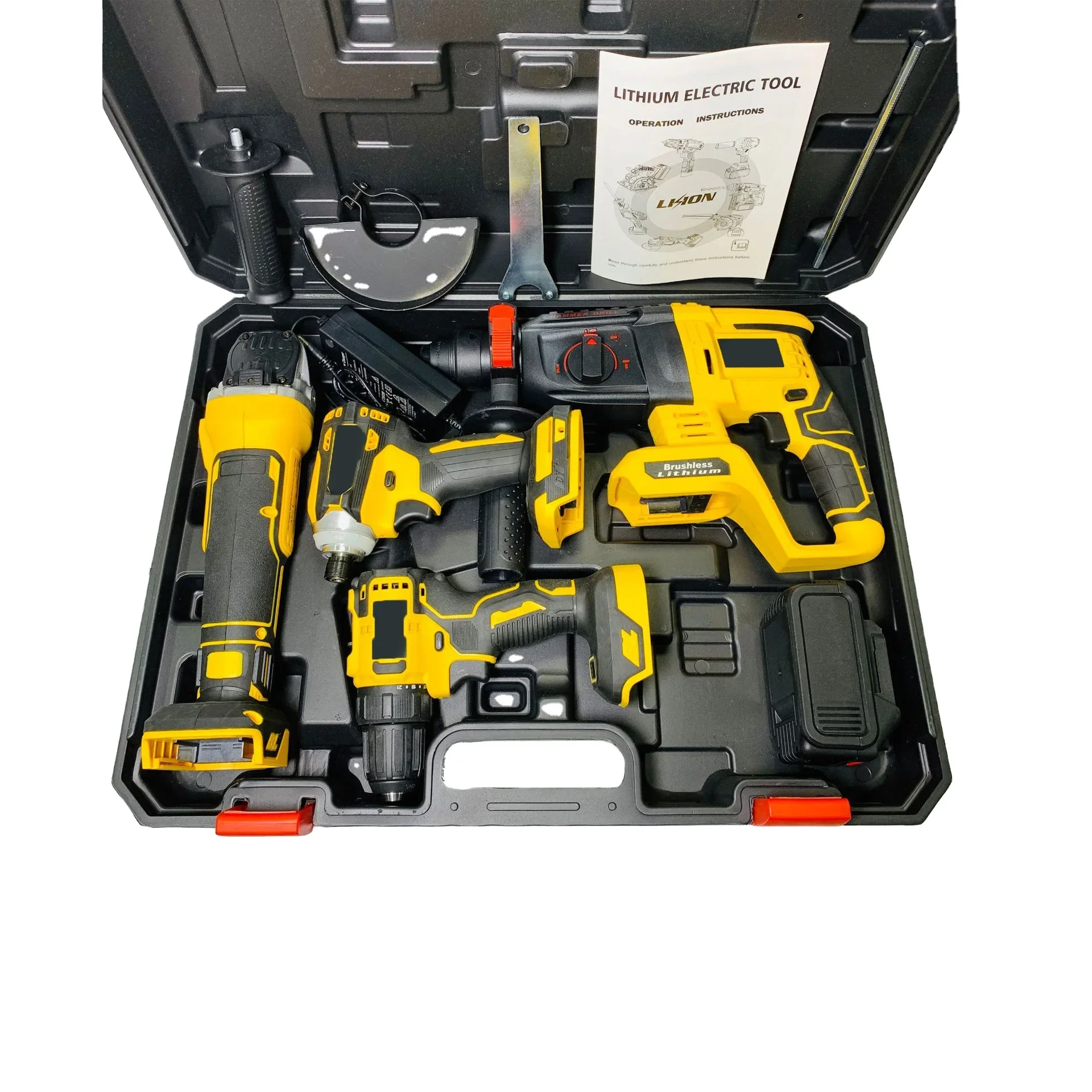 3000mAh Brushless Codless Electric Power Tool Set with Electric Wrench Drill Hammer and Angle Grinder power tools
3000mAh Brushless Codless Electric Power Tool Set with Electric Wrench Drill Hammer and Angle Grinder power tools